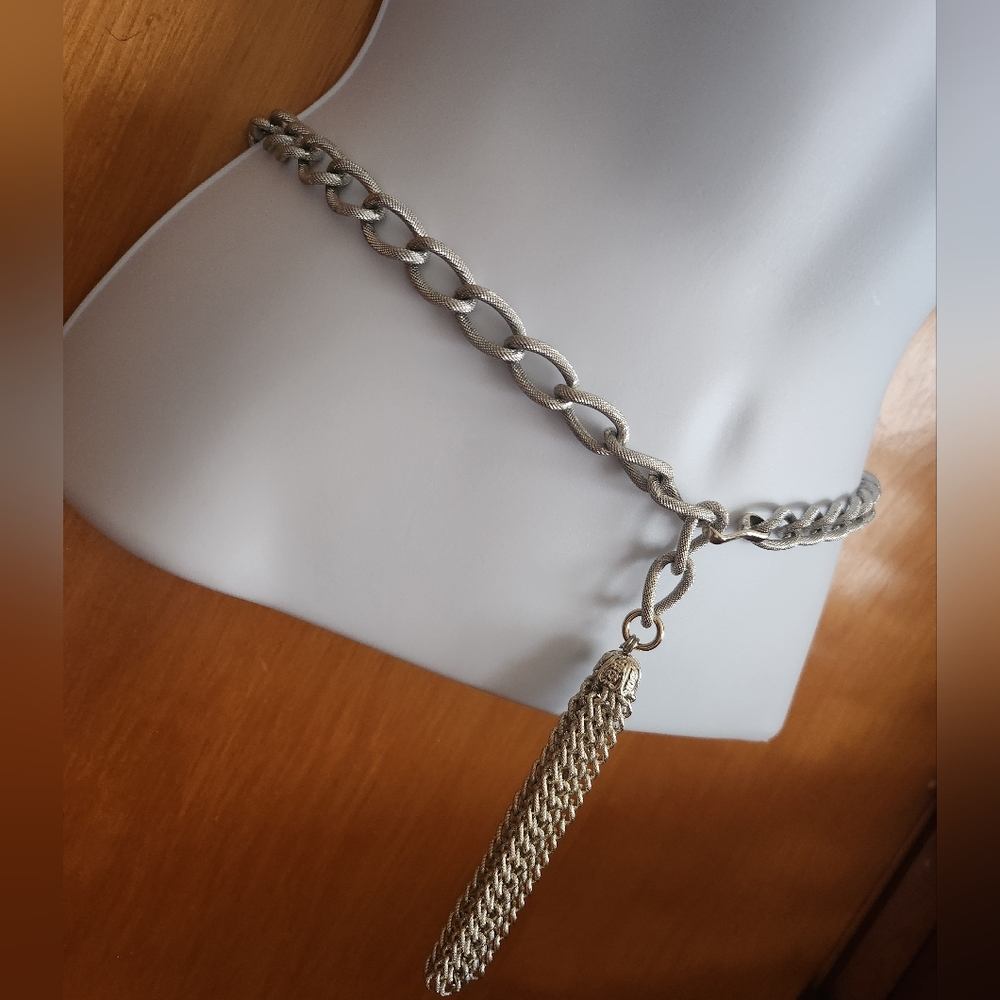 Belt or Necklace Silver Tone Metal Chain - Picture 3 of 12